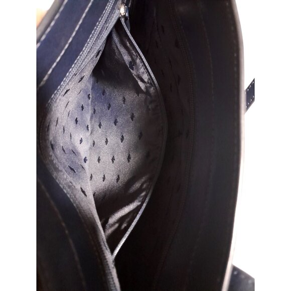 Kate Spade Newyork Leather Large Jana Shoulder Tote Bag Dark Blue - Picture 4 of 10